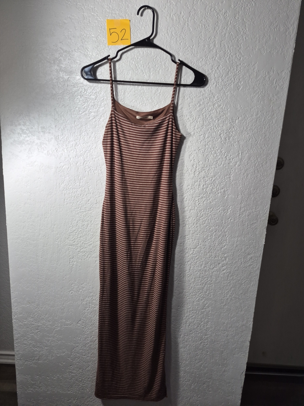 Heart Hips Warm Brown Striped Spaghetti Strap Maxi Dress - S